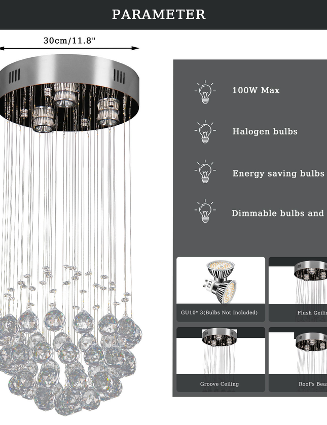 Luxury Led Round K9 Crystal Chandelier
