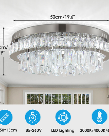 19.6'' Modern Luxury Crystal Hanging Chandelier