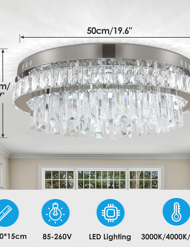 19.6'' Modern Luxury Crystal Hanging Chandelier
