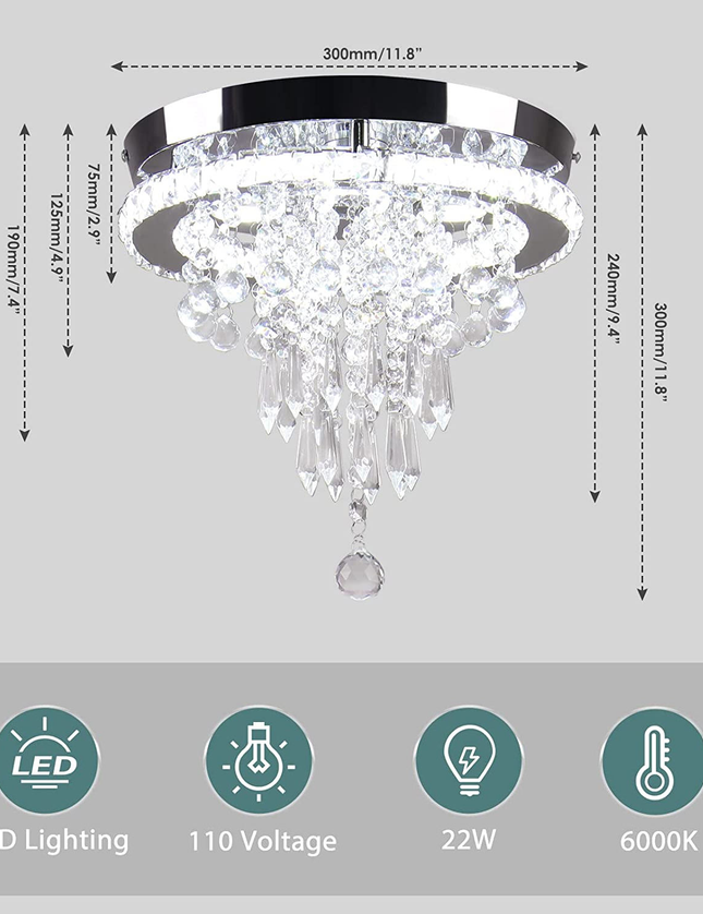 11.8 Inch LED Luxury Modern Nordic Crystal Chandelier