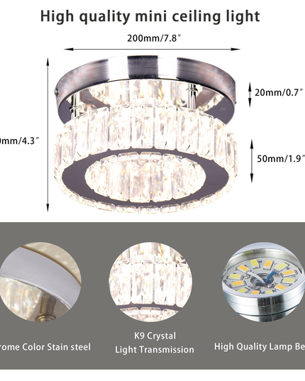 Stainless Steel Small K9 Crystal Ceiling Lights