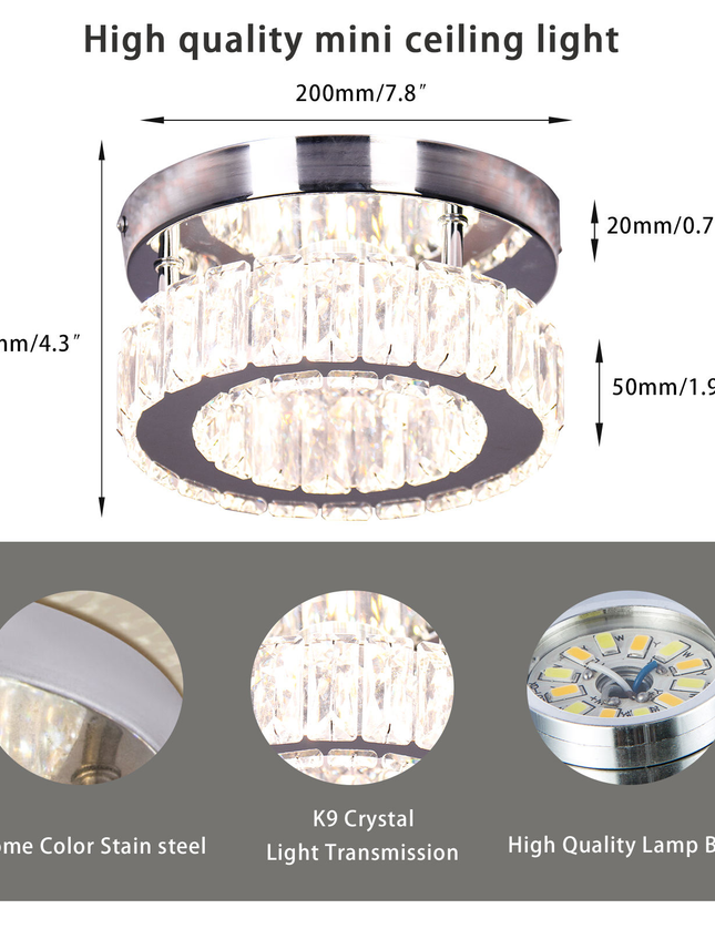 Stainless Steel Small K9 Crystal Ceiling Lights