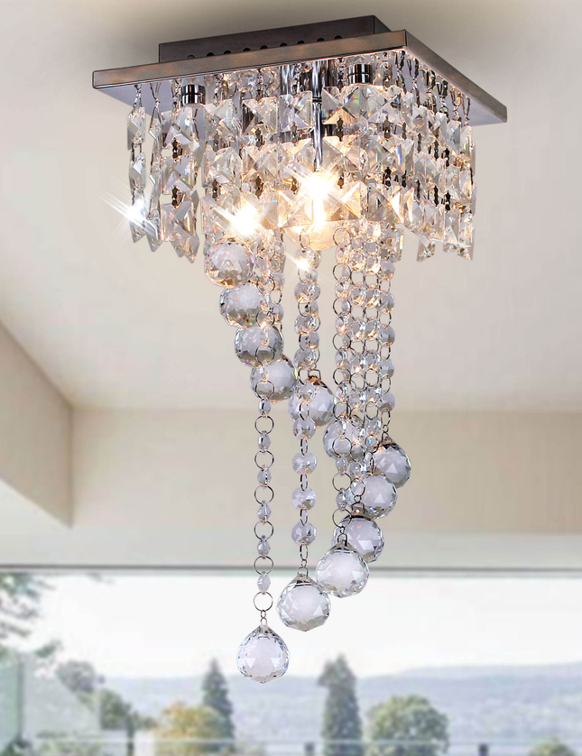 Chandelier Square Shape Crystal Ceiling Light