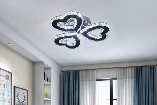 Nordic 3 Hearts Crystal Ceiling Light
