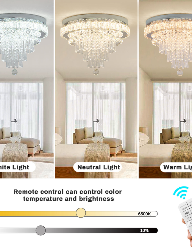 Contemporary Luxury K9 Crystal Flush Mount Ceiling Light