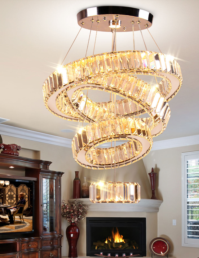 Modern Luxury 4-Ring Pendant Chandelier