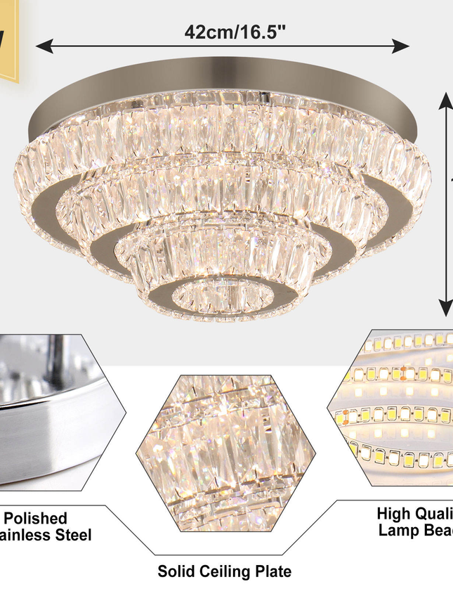 11.8''Modern K9 Crystal LED Ceiling Light