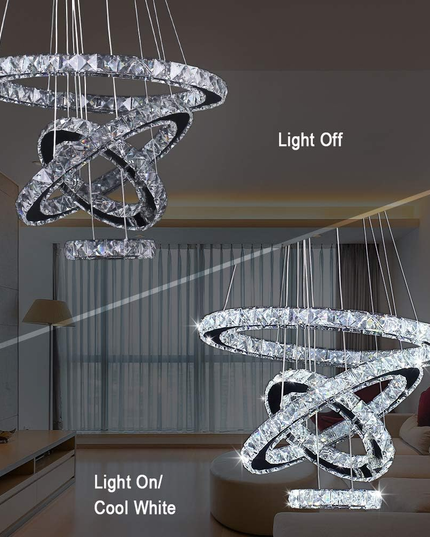 4-Ring Adjustable Modern Crystal LED Chandelier