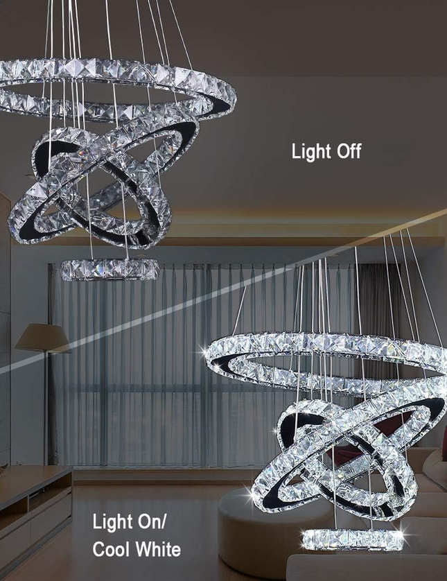 4-Ring Adjustable Modern Crystal LED Chandelier