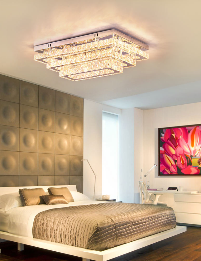 3-Tier Rectangular LED K9 Crystal Ceiling Chandelier