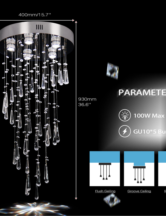 Luxury Modern LED Ceiling Light Crystal Chandelier