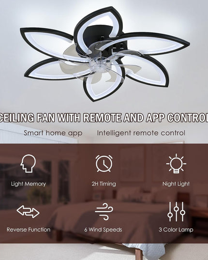29.1" Black Flush Mount Fan Light with Remote