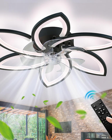 29.1" Black Flush Mount Fan Light with Remote