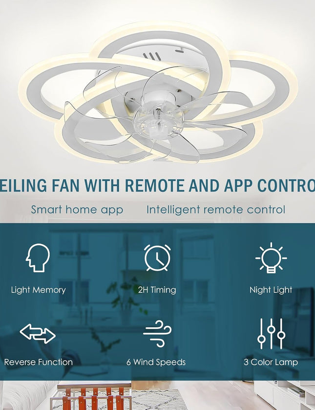 Cainjiazh 20.4" LED Ceiling Fan Light with Remote