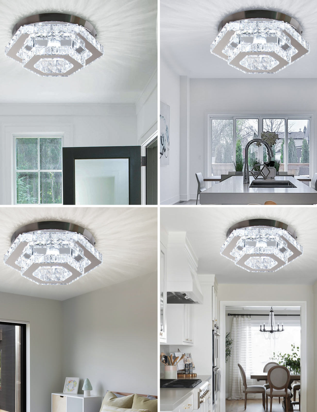 LED Crystal Lamp Double-Layer Polygonal Ceiling Light