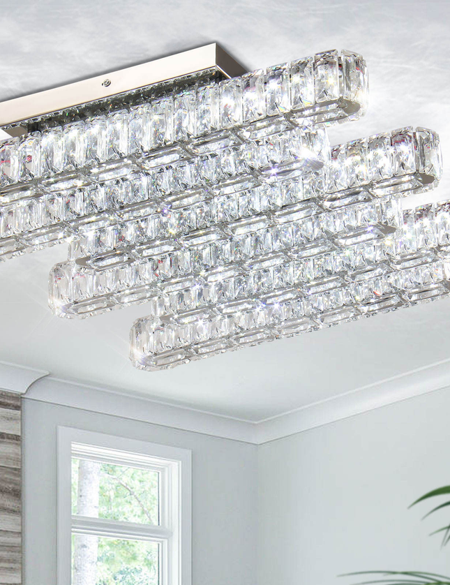 Long Square Design K9 Crystal LED Ceiling Light