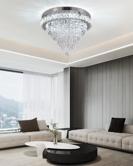 Contemporary Luxury K9 Crystal Flush Mount Ceiling Light