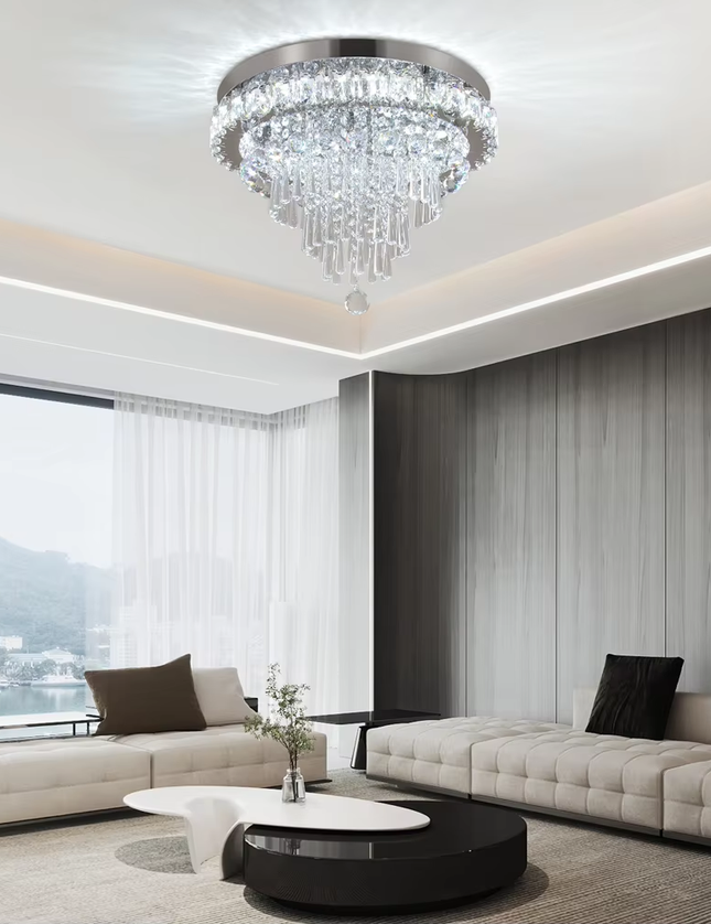 Contemporary Luxury K9 Crystal Flush Mount Ceiling Light