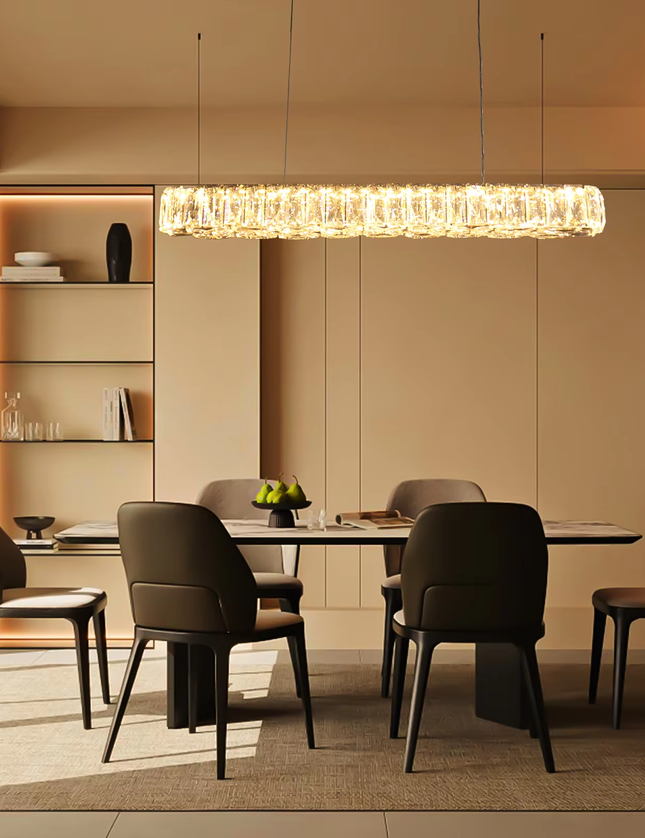 Suspended LED Crystal Line Chandelier