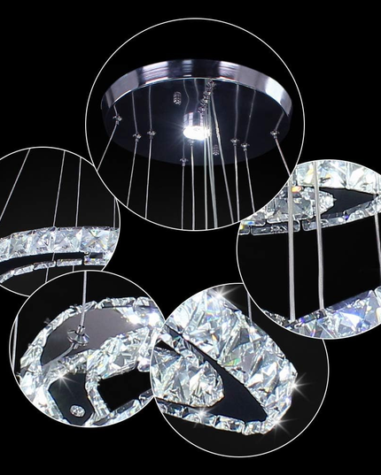 4-Ring Adjustable Modern Crystal LED Chandelier