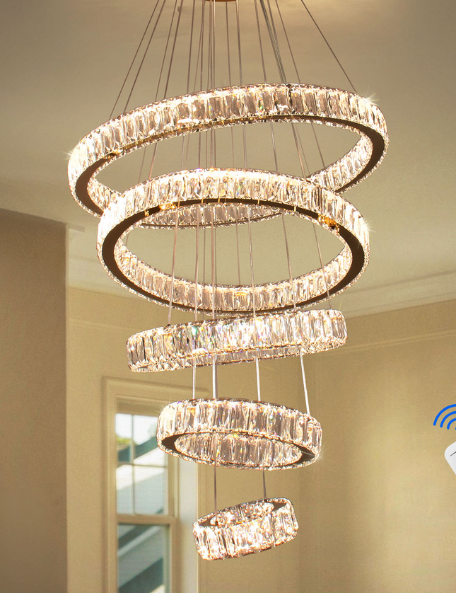 5-Ring LED Crystal Pendant Lamp