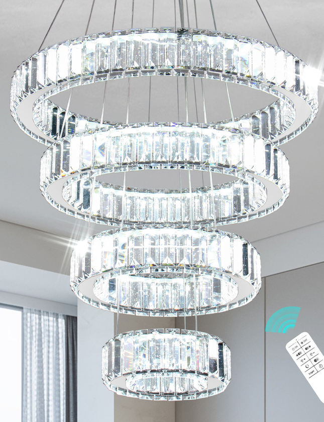 Modern Luxury 4-Ring Crystal Chandelier