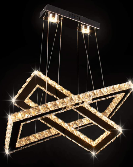 Ceiling Chandelier 2 Rectangular K9 Crystal