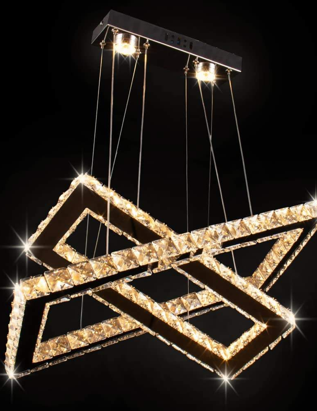 Ceiling Chandelier 2 Rectangular K9 Crystal