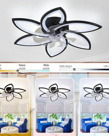 29.1" Black Flush Mount Fan Light with Remote