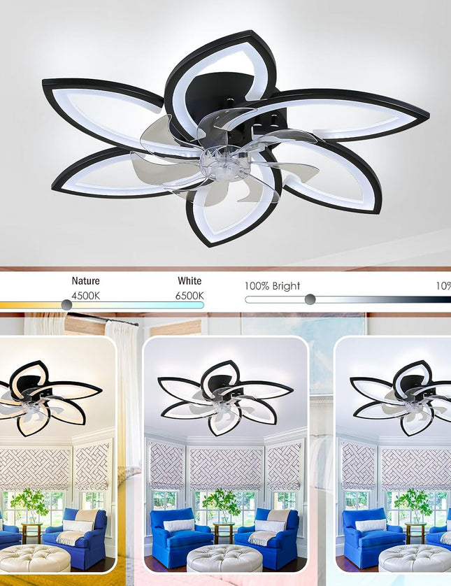 29.1" Black Flush Mount Fan Light with Remote