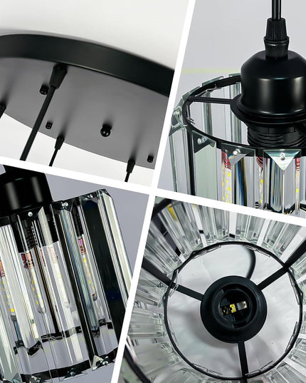 6-Light Adjustable Crystal Chandelier – Black