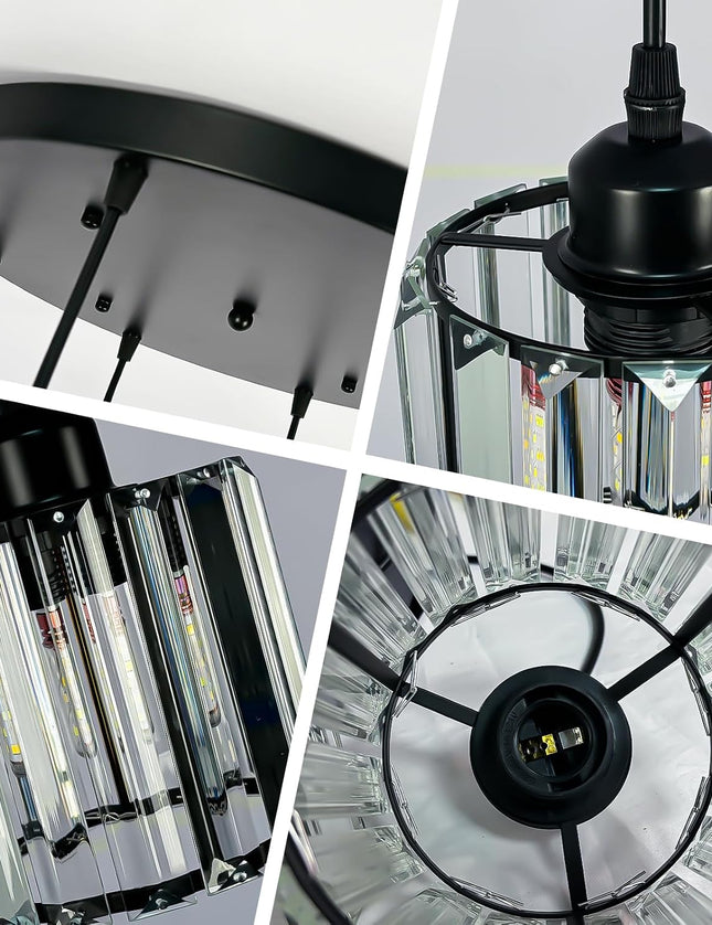 6-Light Adjustable Crystal Chandelier – Black