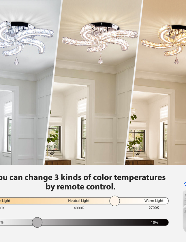 Luxury 5-Sickle Crystal Ceiling Light