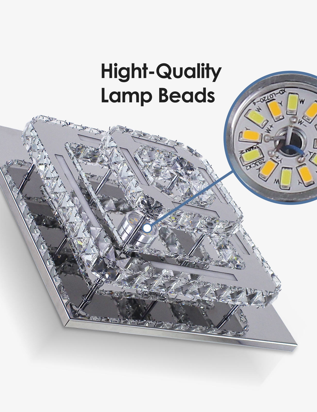 2-Layer Square K9 Crystal LED Ceiling Light