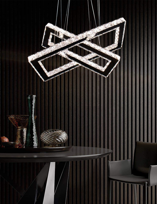 Ceiling Chandelier 2 Rectangular K9 Crystal