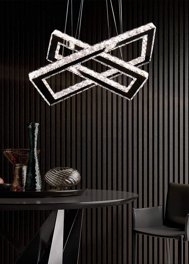 Ceiling Chandelier 2 Rectangular K9 Crystal