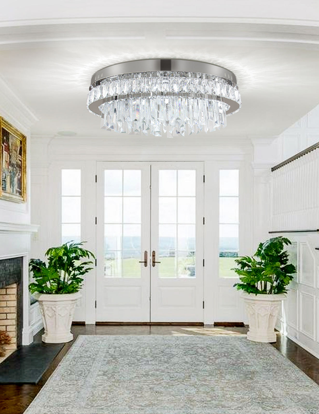 19.6'' Modern Luxury Crystal Hanging Chandelier
