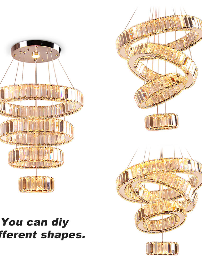 Modern Luxury 4-Ring Crystal Chandelier
