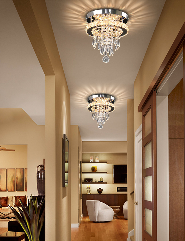 Small Round Modern K9 Crystal Ceiling Light