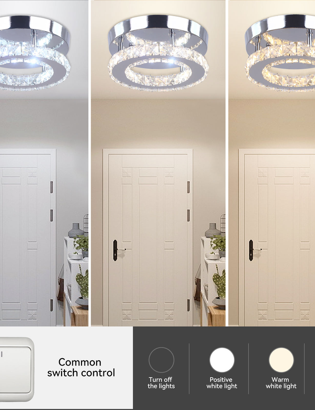 Small Round Crystal Chandelier with Switch Control