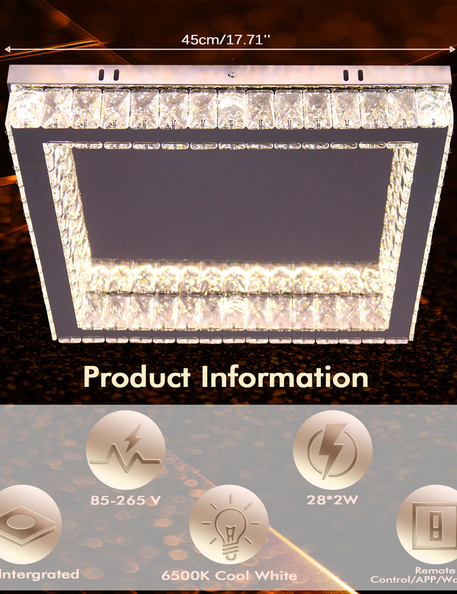 Modern Remote Led K9 Crystal Ceiling Light