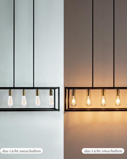 Black 5-Light Rustic Industrial Chandelier E27 for Dining Kitchen Island Bedroom
