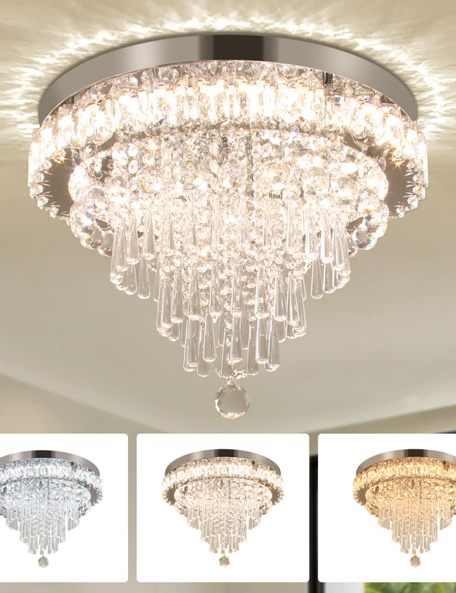 Contemporary Luxury K9 Crystal Flush Mount Ceiling Light
