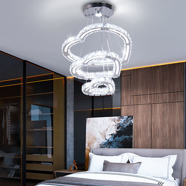 3 Hearts Rings K9 Crystal Pendant Light