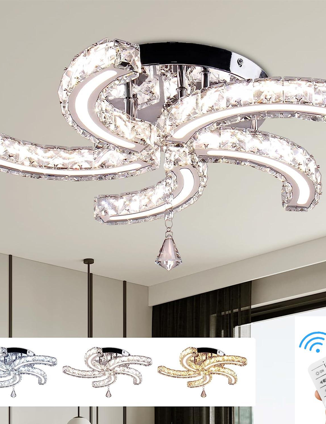 Luxury 5-Sickle Crystal Ceiling Light