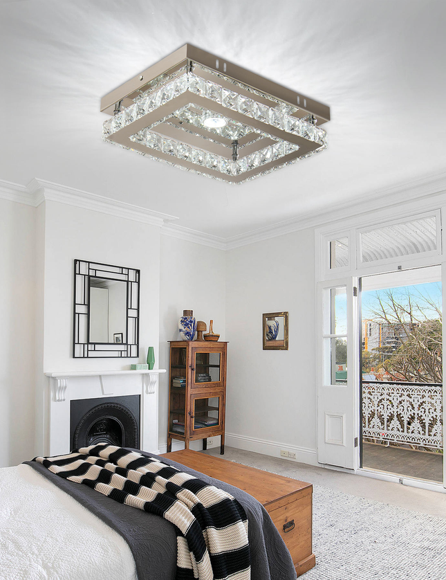 Luxury LED Single Rectangular Crystal Ceiling Light